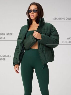 Fabletics Deep Forest Green Essential Puffer Jacket